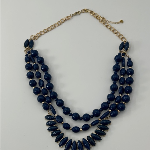 Fashion Jewelry Navy and Gold Beaded Necklace - Picture 7 of 16